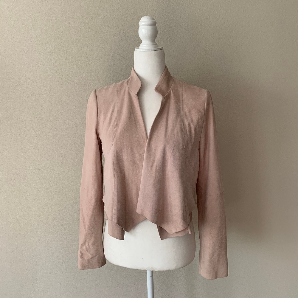 SOLD!WHBM Pink Open Front Cascading Suede Jacket - Picture 1 of 8